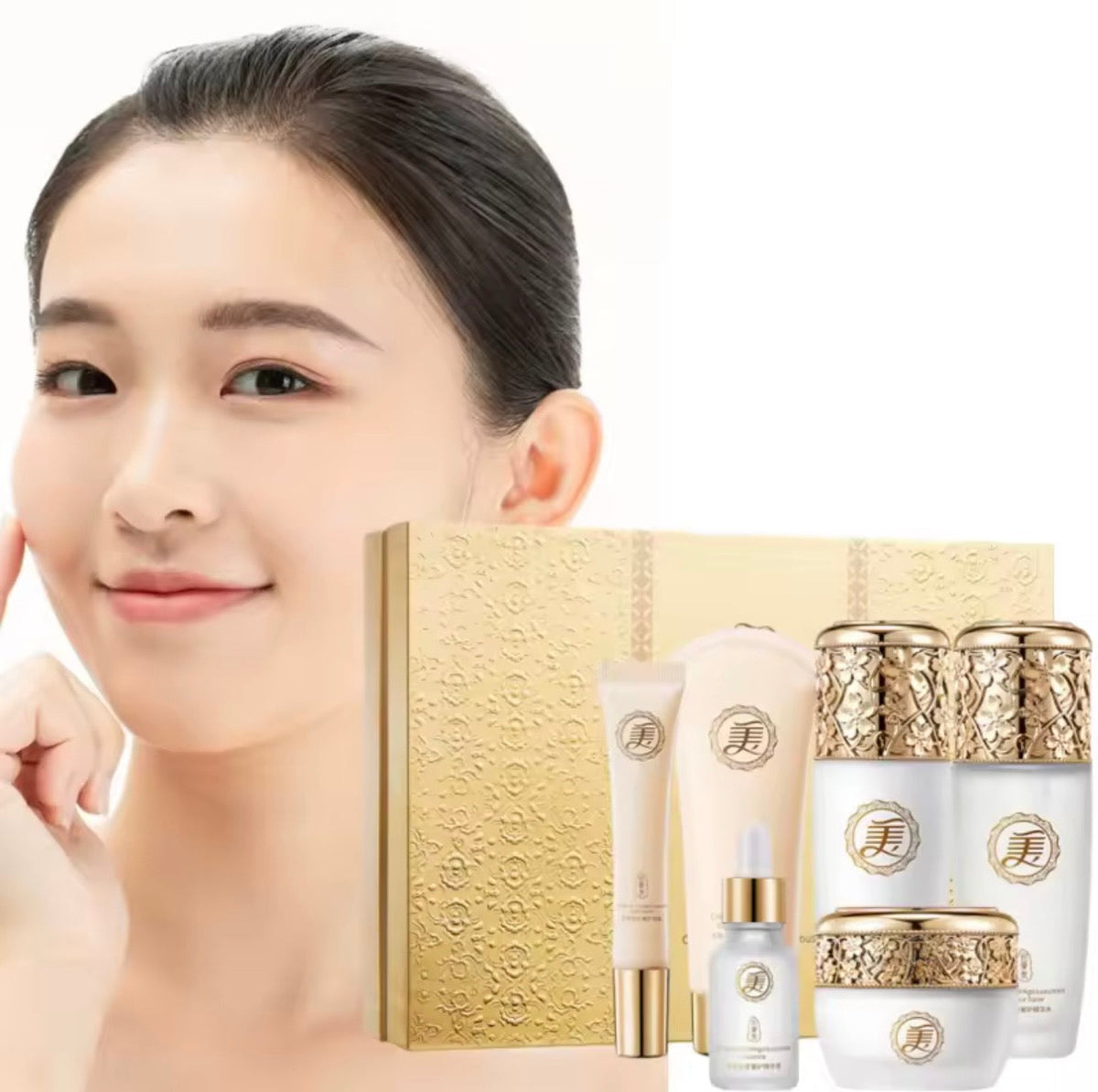 Set de Seis Piezas de Esencia de Cuidado Facial de Lujo con Cordyceps y Ginkgo