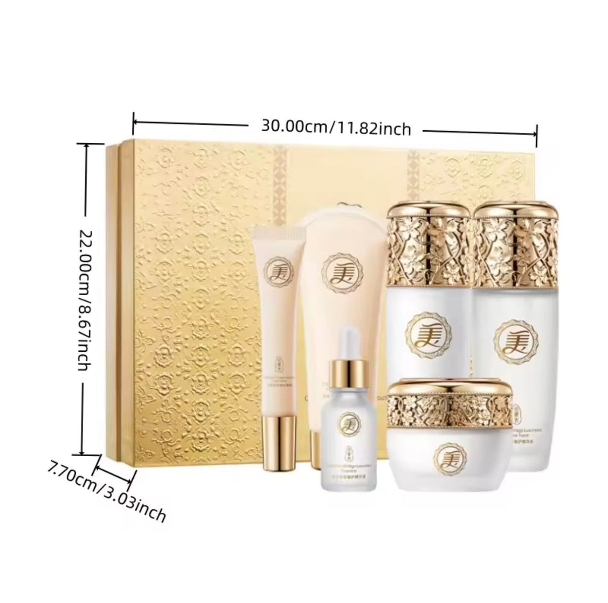 Set de Seis Piezas de Esencia de Cuidado Facial de Lujo con Cordyceps y Ginkgo
