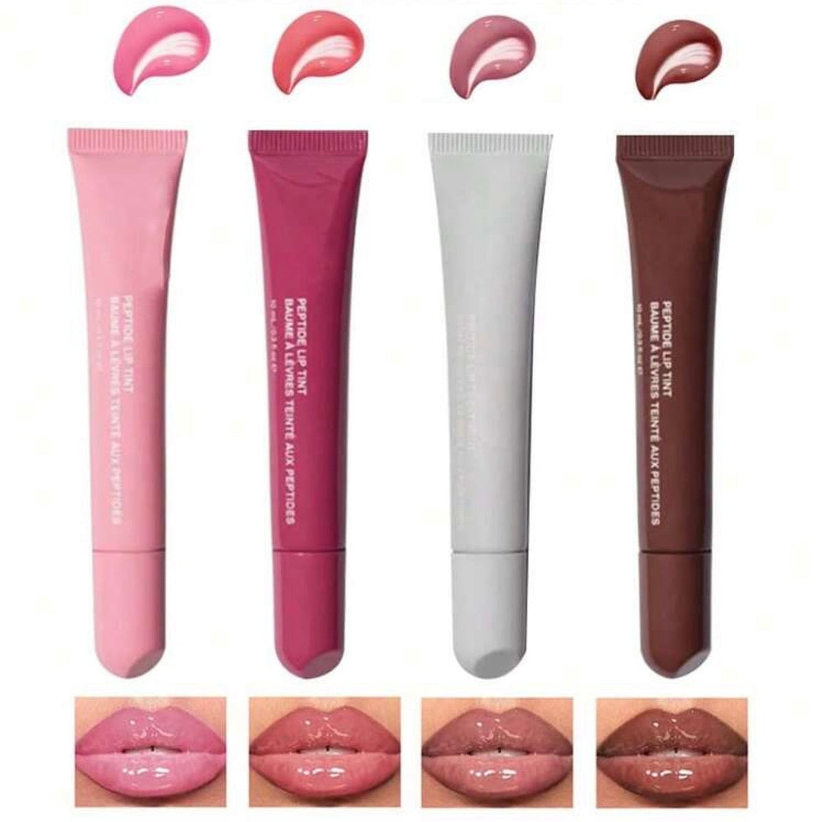 Juego de 4 Brillos Labiales Hidratantes con Péptidos