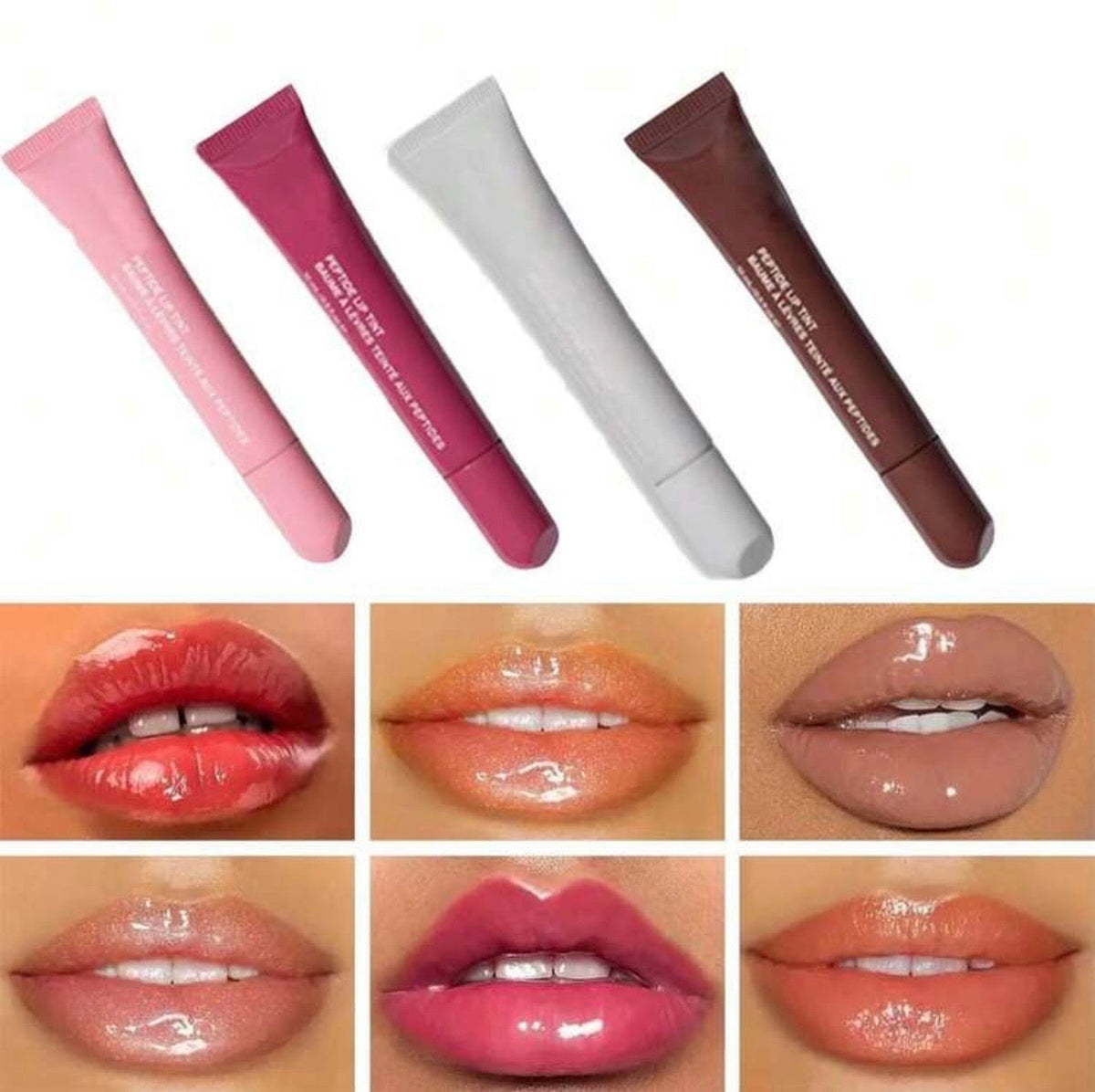 Juego de 4 Brillos Labiales Hidratantes con Péptidos